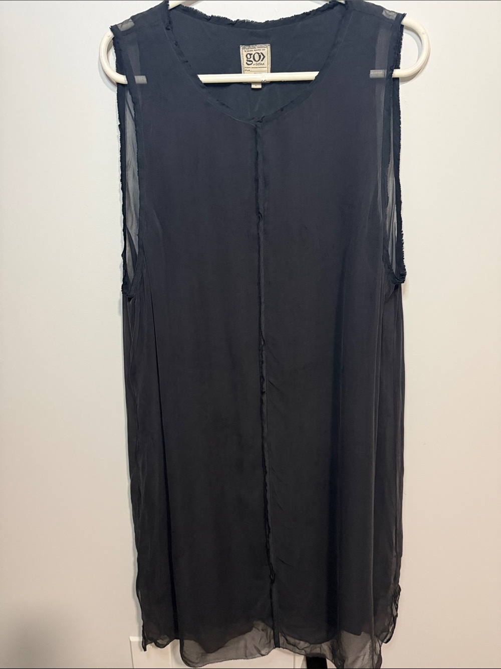 GO BY GO SILK Sheer Black Sleeveless Chiffon Tunic